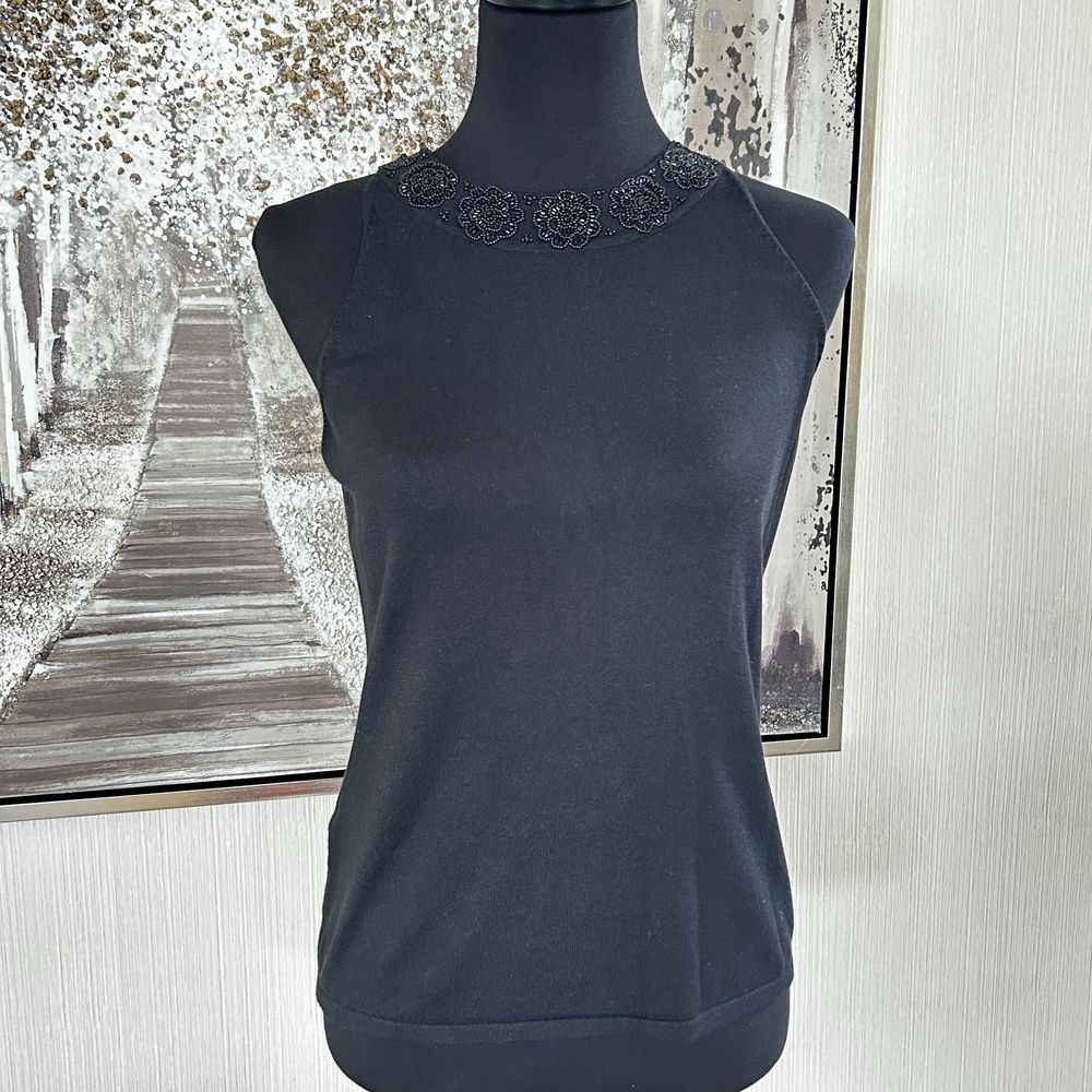 Ann Taylor Black Embellished Tank Top